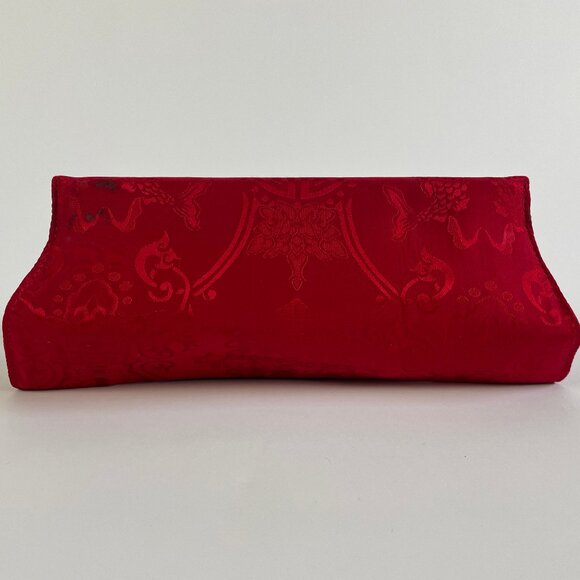 Shanghai Tang Red Fabric Embossed Clutch - Picture 1 of 13